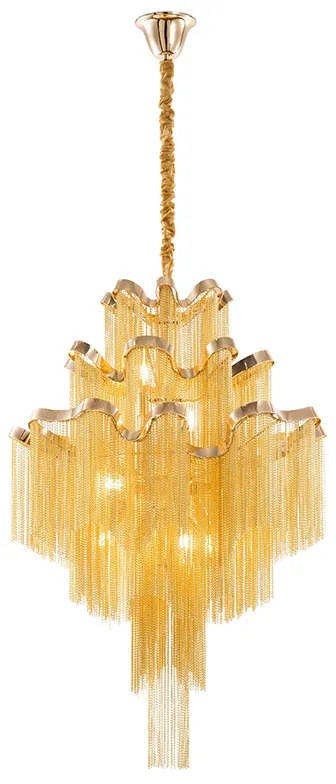 Artekko Chain Πολυέλαιος 9φωτος με Αλυσίδες Χρυσό (60x60x90)cm Artekko 023-3060
