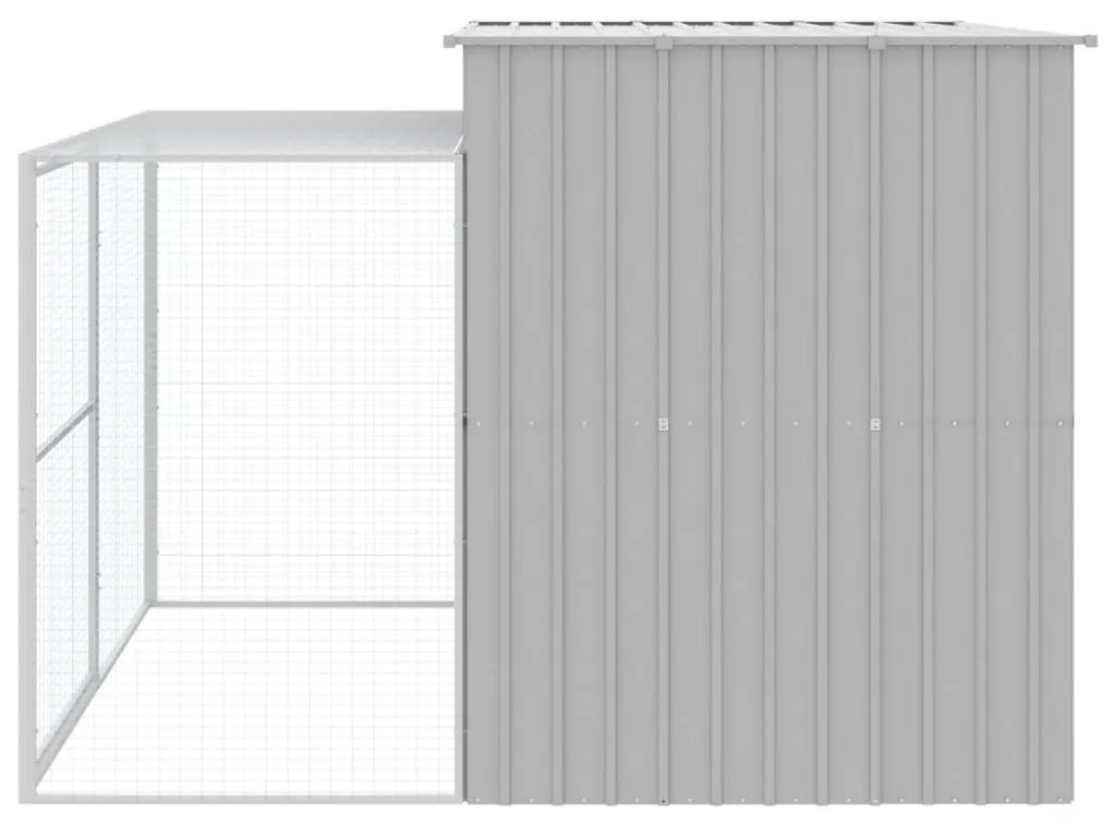 vidaXL Σπιτάκι Σκύλου με Αυλή Αν. Γκρι 214x253x181 εκ. Γαλβαν. Χάλυβας