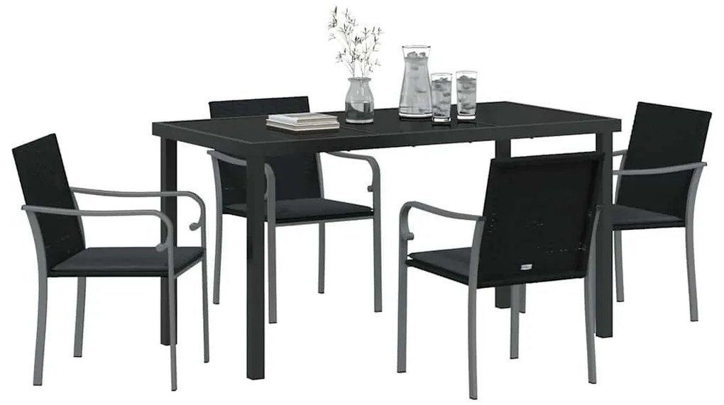 vidaXL Σέτ φαγητού για κήπο 5 pcs Μαύρο Πολυ ράταν