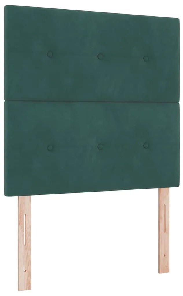 vidaXL Κρεβάτι με ελατήρια Σκούρο πράσινο 90 x 190 cm Βελούδο