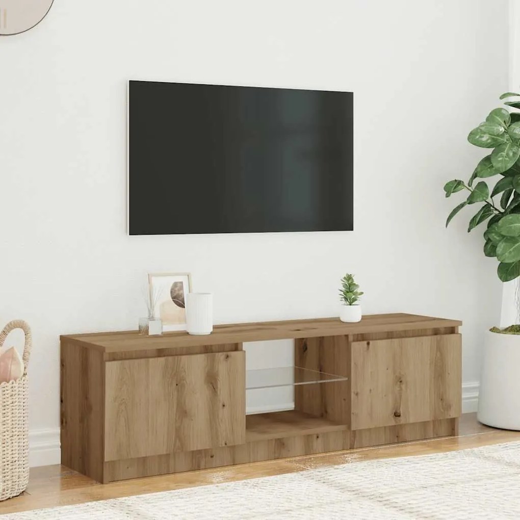 ντουλάπι τηλεόρασης με φώτα LED Artisan Oak Κατασκευασμένο ξύλο - Καφέ