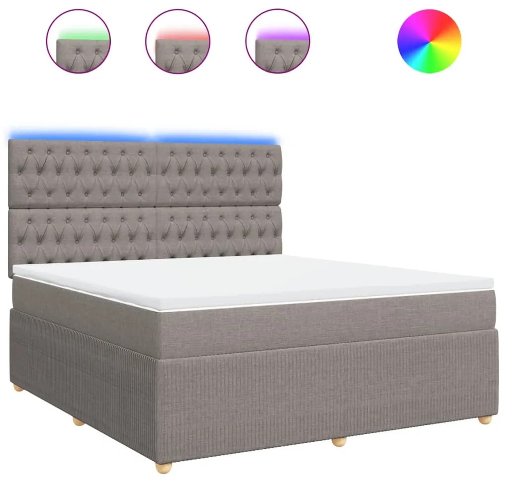 Κρεβάτι Boxspring με Στρώμα Taupe 180x200 εκ. Υφασμάτινο - Μπεζ-Γκρι