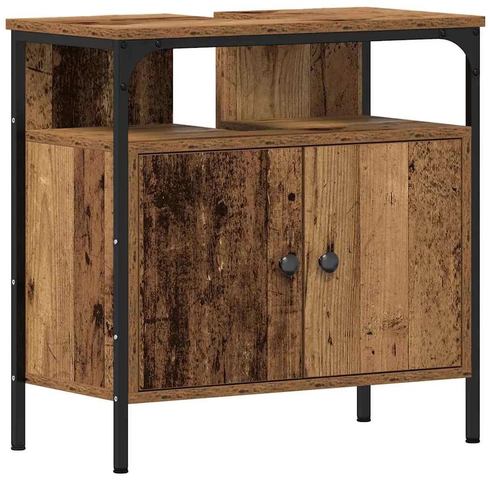 vidaXL Μονάδες Νιπτήρα Μπάνιου με ράφι 3 pcs Καφέ Επεξεργασμένο ξύλο