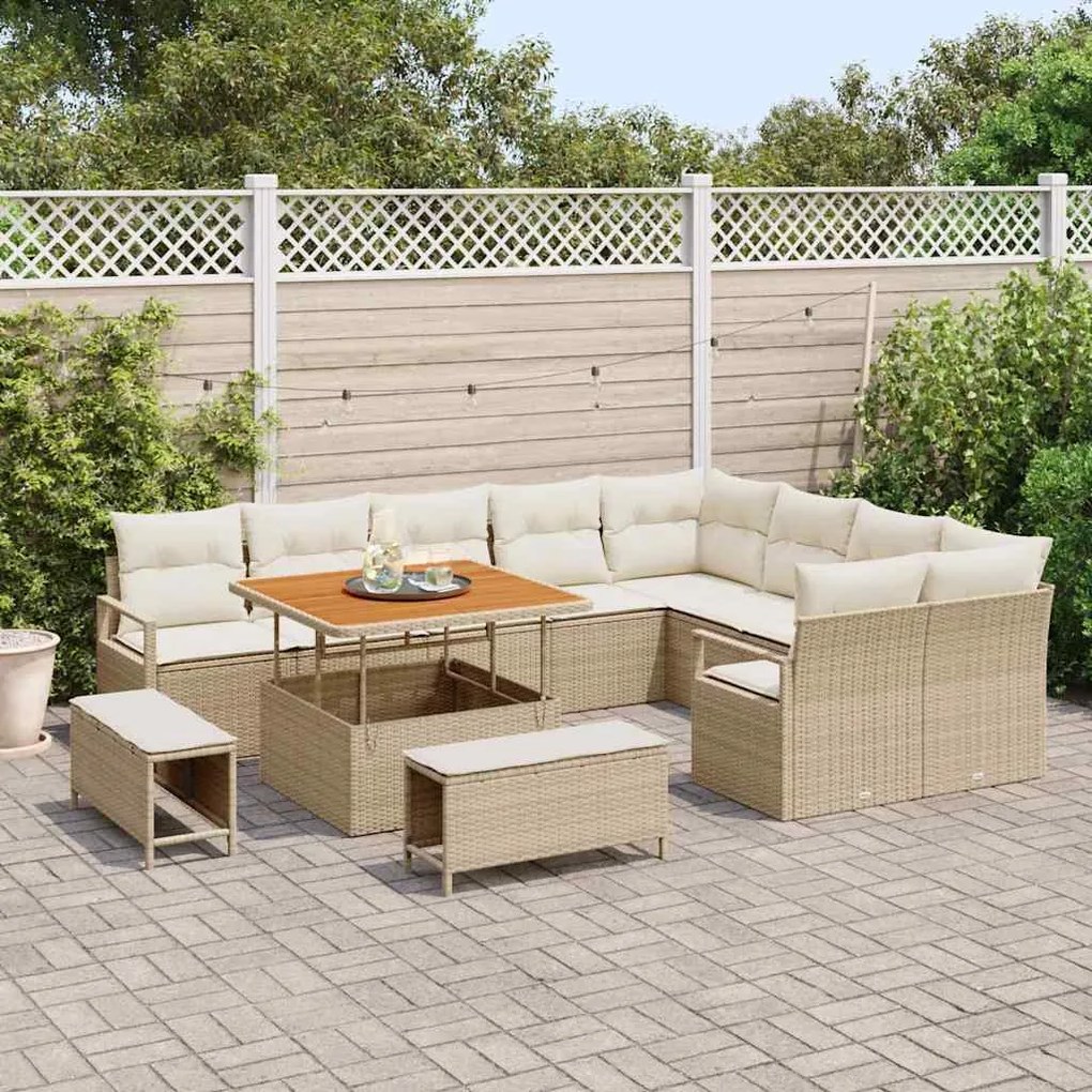 vidaXL Σετ Καναπέ Κήπου 12 pcs Μπεζ, Κρέμα 100 x 100 x 71 cm