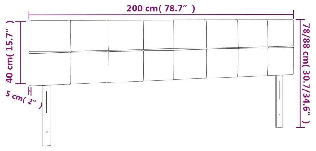 Κεφαλάρια Κρεβατιού 2 τεμ.Αν. Γκρι 100x5x78/88 εκ. Υφασμάτινο - Γκρι