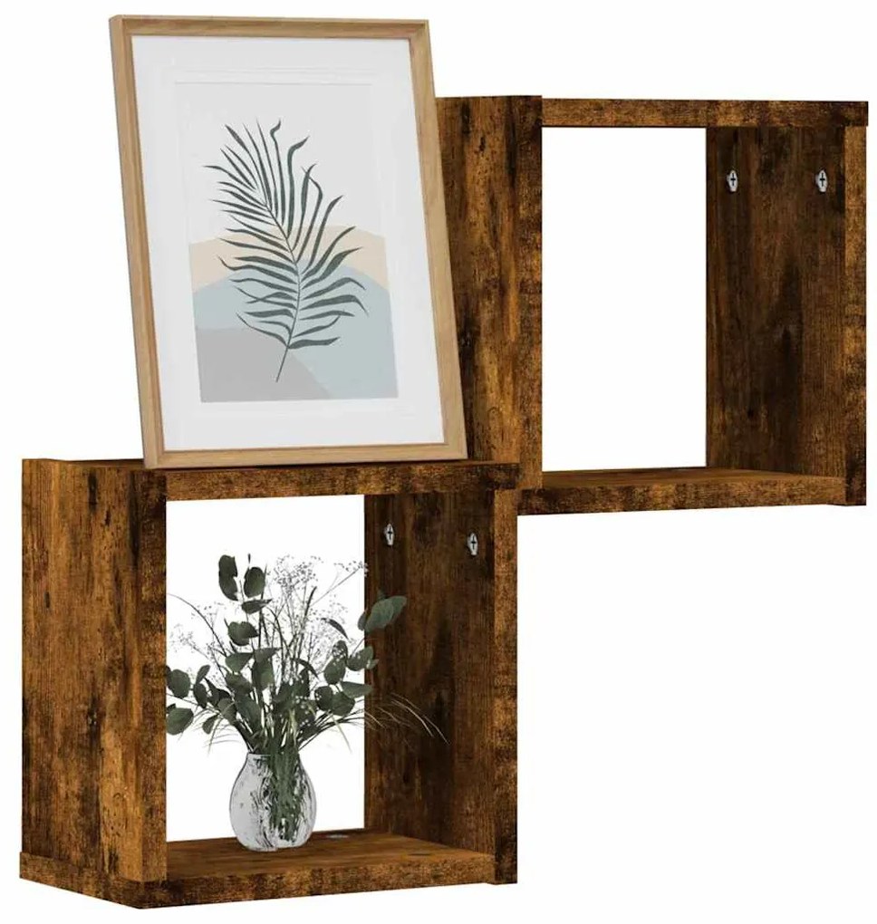 vidaXL Ράφια Τοίχου 2 pcs Καφέ 26 x 15 x 26 cm Επεξεργασμένο ξύλο