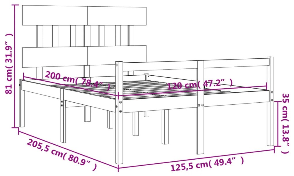 ΠΛΑΙΣΙΟ ΚΡΕΒΑΤΙΟΥ ΜΕ ΚΕΦΑΛΑΡΙ ΛΕΥΚΟ 120X200 ΕΚ. ΜΑΣΙΦ ΞΥΛΟ 3195412