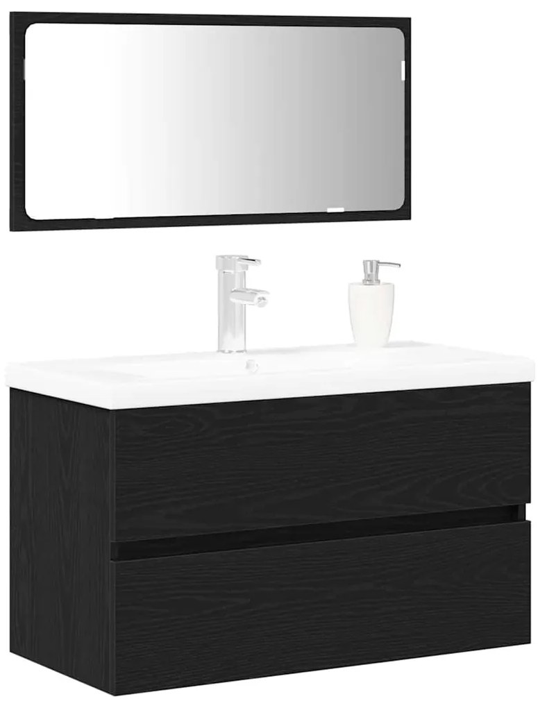vidaXL Σετ Επίπλων Μπάνιου 3 pcs Μαύρη δρυς 80 x 38.5 x 45 cm