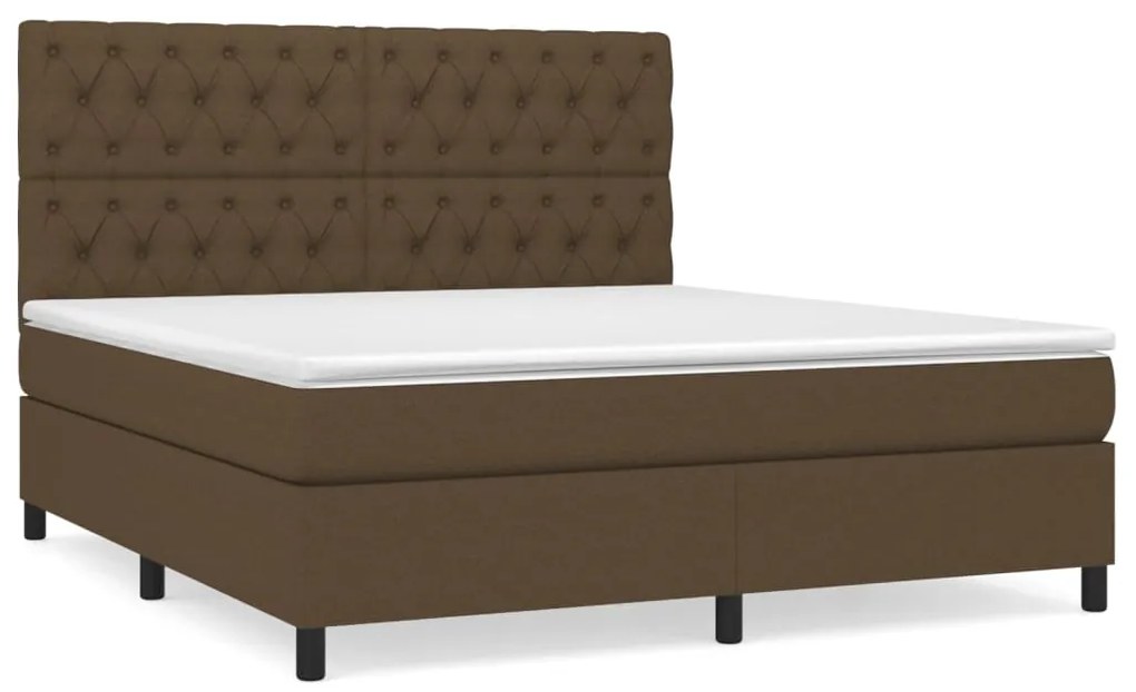 vidaXL Κρεβάτι Boxspring με Στρώμα Σκούρο Καφέ 160x200 εκ Υφασμάτινο