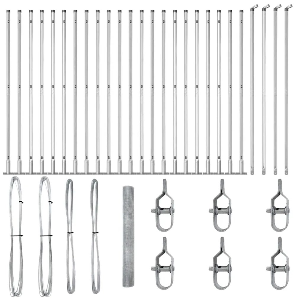 vidaXL Στύλος Περιφράξεων Ασημί 50 x 1,2 μ (12 x 12 mm πλέγμα) Ατσάλι