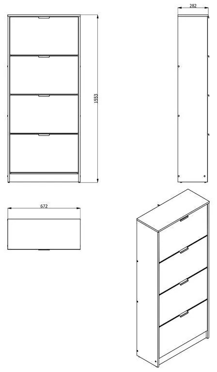 Παπουτσοθήκη Hugo 24 με Καθρέπτη Γκρί Δρύς 67x28x155 εκ. 67x28x155 εκ.