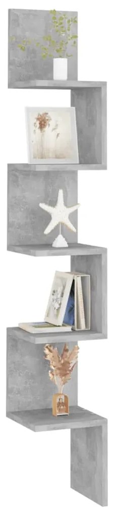 vidaXL Γωνιακή Ραφιέρα Τοίχου Γκρι Σκυρ. 20x20x127,5εκ. από Επεξ. Ξύλο