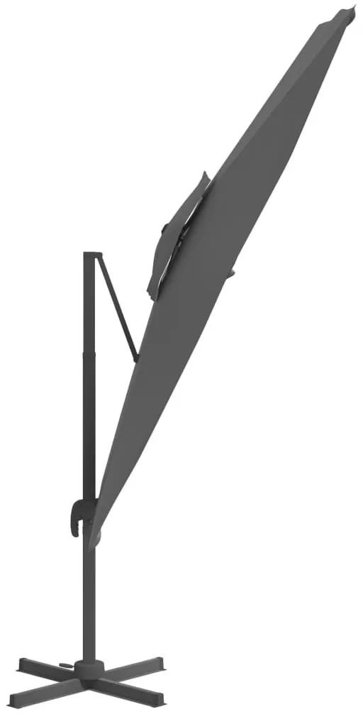 Κρεμαστή Ομπρέλα με Διπλή Κορυφή Ανθρακί 400 x 300 εκ. - Ανθρακί