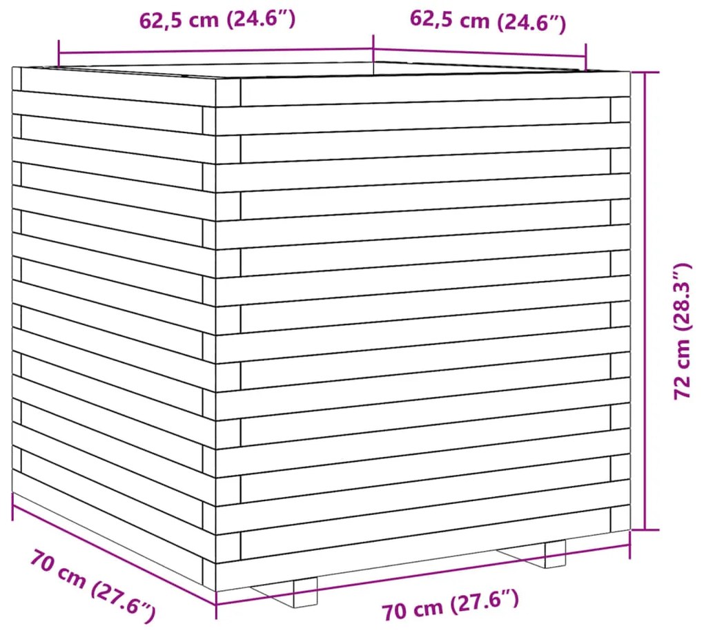 Ζαρντινιέρα 70x70x72 εκ. από Εμποτισμένο Ξύλο Πεύκου - Καφέ