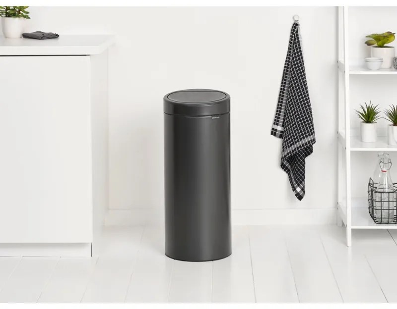 Κάδος Brabantia Touch Bin New 1008860, 30 l, αθόρυβο και ομαλό κλείσιμο, σκούρο γκρι
