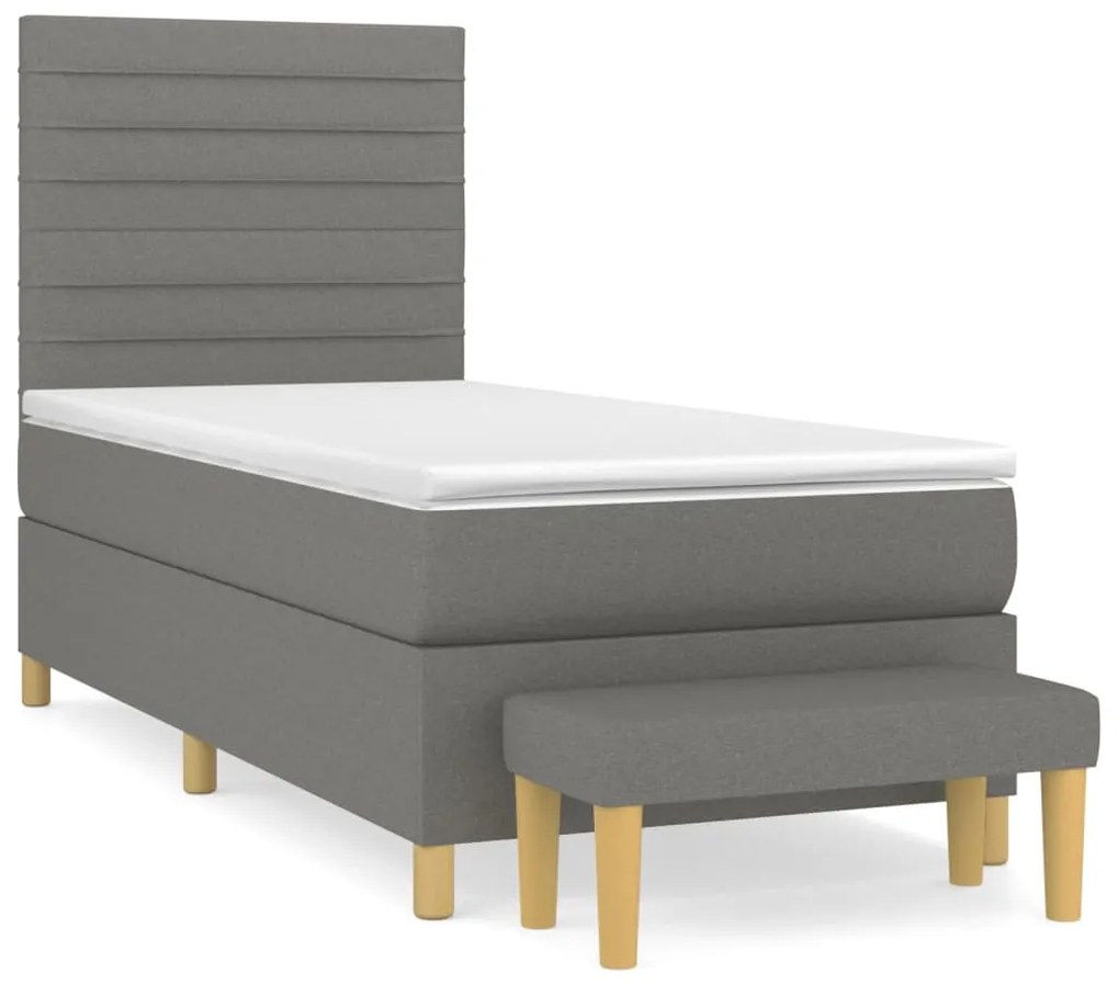 ΚΡΕΒΑΤΙ BOXSPRING ΜΕ ΣΤΡΩΜΑ ΣΚΟΥΡΟ ΓΚΡΙ 90X190 ΕΚ. ΥΦΑΣΜΑΤΙΝΟ 3137198