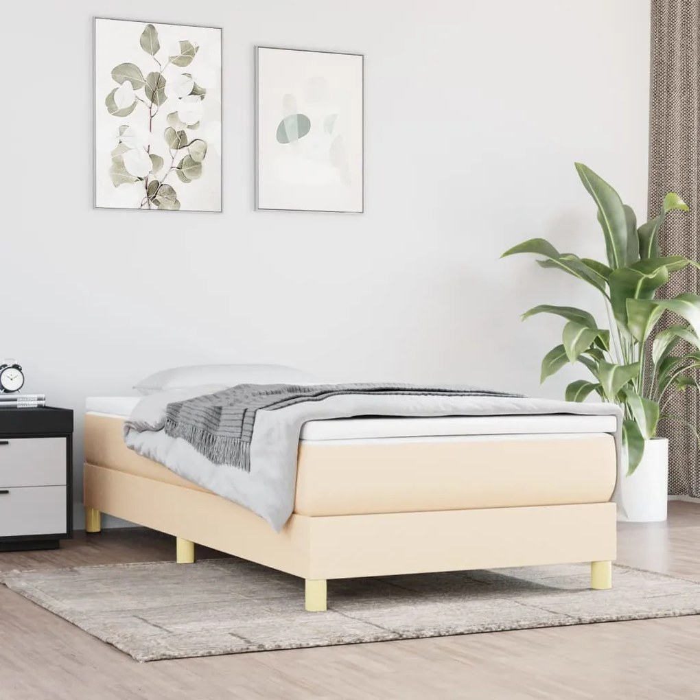 vidaXL Πλαίσιο Κρεβατιού Boxspring Κρεμ 100x200 εκ. Υφασμάτινο