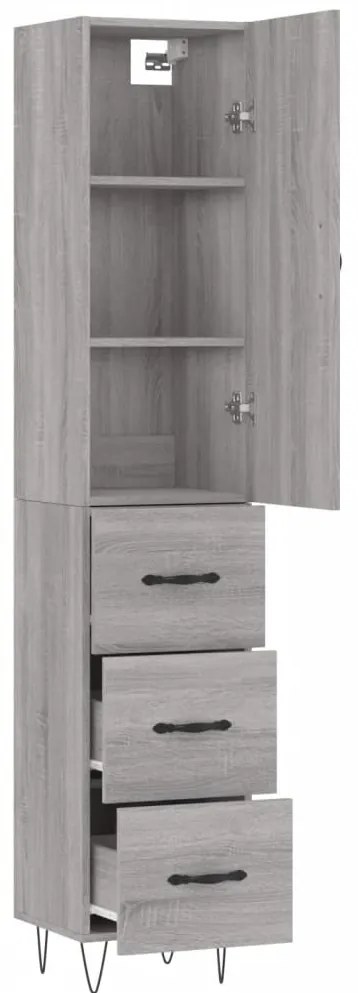 vidaXL Μπουφές Sonoma Γκρι 34,5 x 34 x 180 εκ. από Επεξεργασμένο Ξύλο