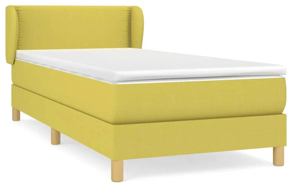 vidaXL Κρεβάτι Boxspring με Στρώμα Πράσινο 100 x 200 εκ. Υφασμάτινο