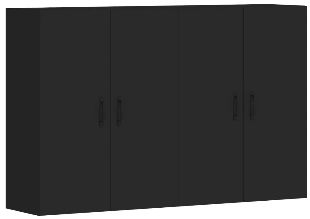 Ντουλάπια Τοίχου 2 τεμ. Μαύρα από Επεξεργασμένο Ξύλο - Μαύρο