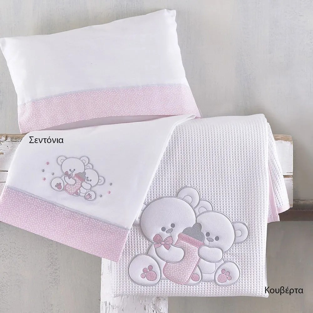 Σεντόνια Βρεφικά Φανελένια Cuddles 585 (Σετ 3τμχ) Pink Ρυθμός Κούνιας 100x160cm 100% Cotton