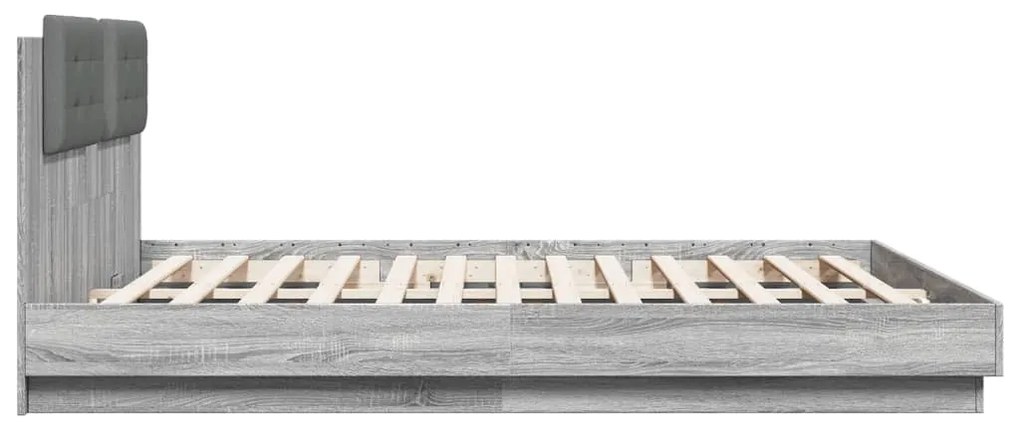 vidaXL Πλαίσιο Κρεβατιού με Κεφαλάρι και LED Γκρι sonoma 200 x 200 εκ.