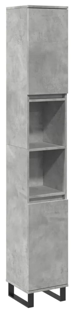 vidaXL Ντουλάπι Μπάνιου Γκρι Σκυροδέματος 30x30x190 εκ. Επεξ. Ξύλο