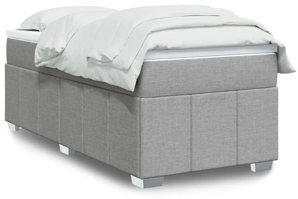 vidaXL Κρεβάτι Boxspring με Στρώμα Ανοιχτό Γκρι 90x200 εκ. Υφασμάτινο