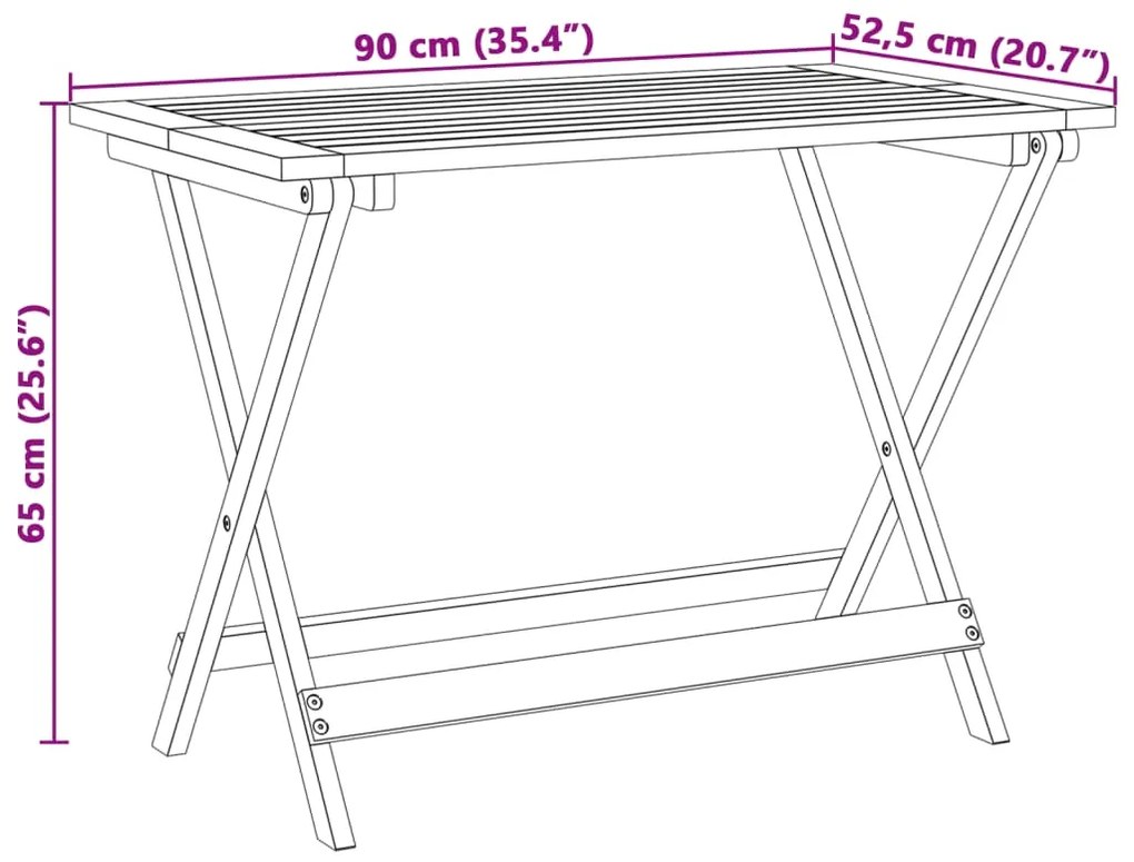 Τραπέζι Κήπου Πτυσσόμενο 90x52,5x65 εκ. Μασίφ Ξύλο Ακακίας - Καφέ