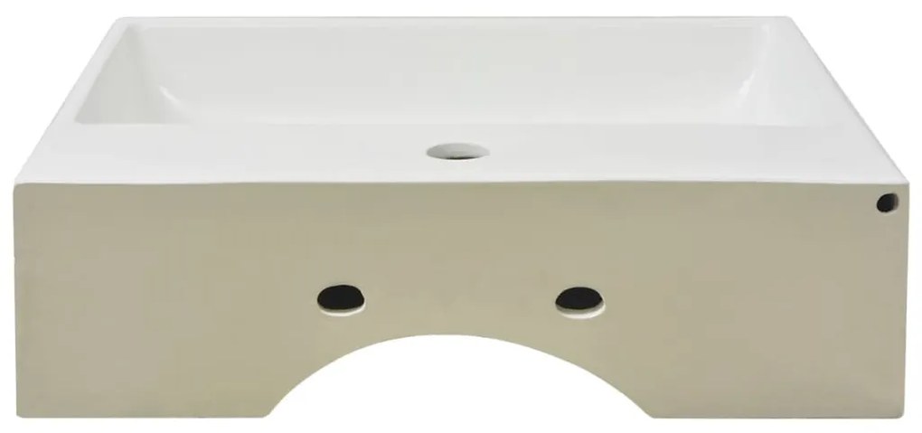 vidaXL Νιπτήρας με Οπή Βρύσης Λευκός 51,5 x 38,5 x 15 εκ. Κεραμικός