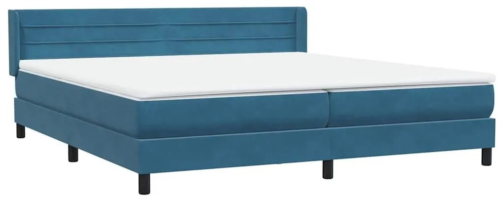 Box Spring κρεβάτι με στρώμα σκούρο μπλε 180x220 cm Βελούδινο - Μπλε