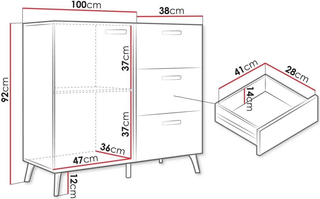 Μπουφές Picru 1D3SZ-Leuko Gualistero
