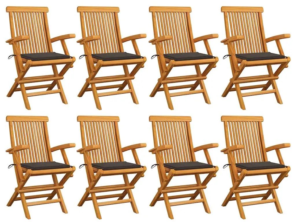 vidaXL Καρέκλες Κήπου 8 τεμ. από Μασίφ Ξύλο Teak με Taupe Μαξιλάρια
