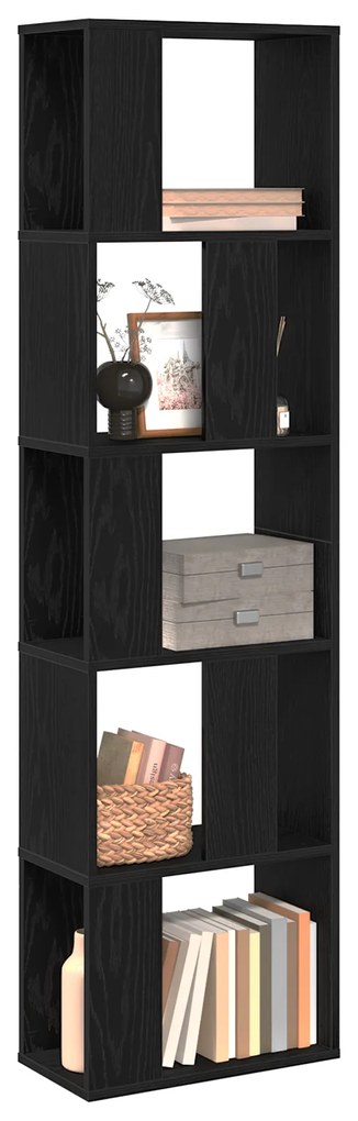 vidaXL βιβλιοθήκη  5-επίπεδη Μαύρο Δρύς 45x23,5x162,5 εκ Επεξεργασμένο ξύλο