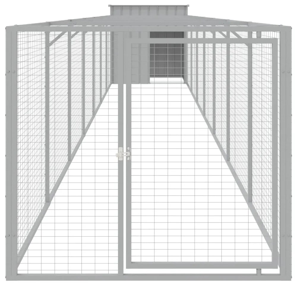 vidaXL Σπιτάκι Σκύλου με Αυλή Αν. Γκρι 110x813x110 εκ. Γαλβαν. Χάλυβας