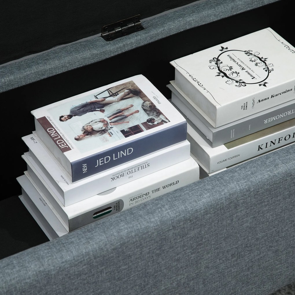 Πάγκος με Αποθηκευτικό Χώρο, Οθωμανικό, Πάγκος Εισόδου, Κουμπωτό, 125,1 cm x 48,9 cm x 41,3 cm, Γκρι