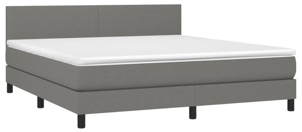 Κρεβάτι Boxspring με Στρώμα &amp; LED Σκ.Γκρι 160x200 εκ Υφασμάτινο - Γκρι