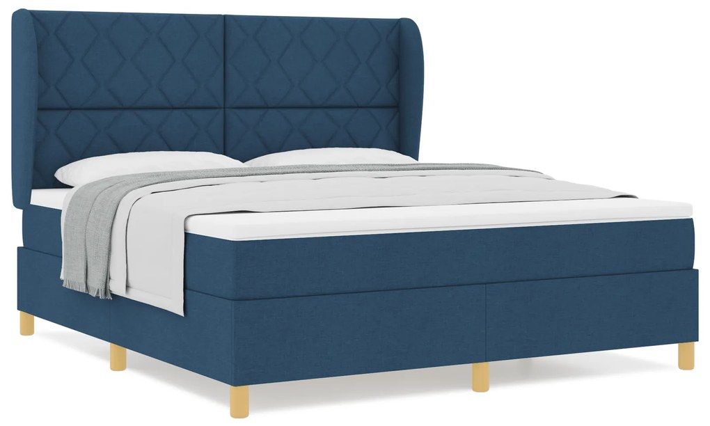 vidaXL Κρεβάτι με Στρώμα Blue 180x200 εκ. Υφασμάτινο