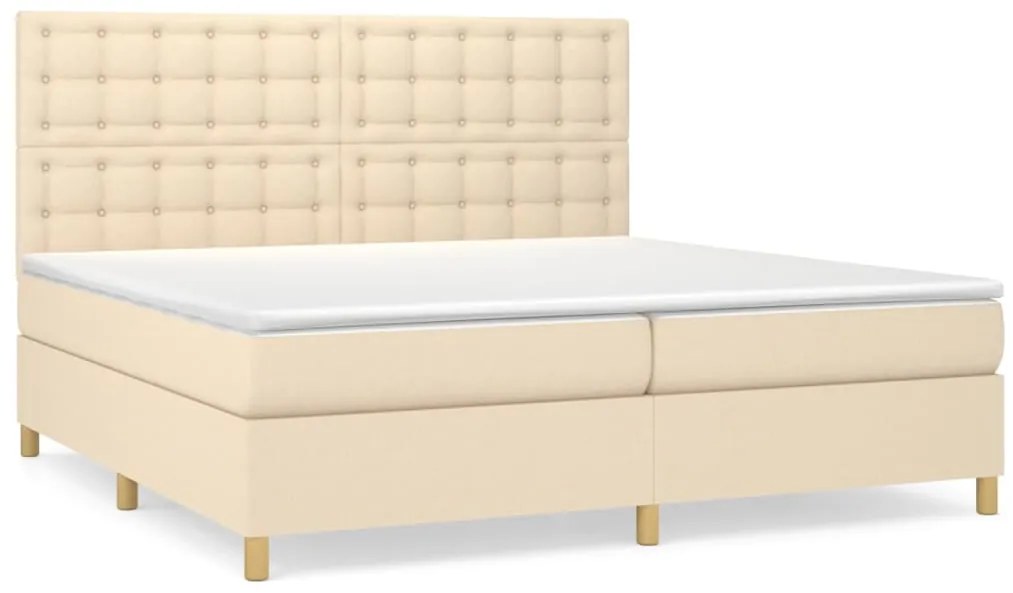 vidaXL Κρεβάτι Boxspring με Στρώμα Κρεμ 200x200 εκ. Υφασμάτινο