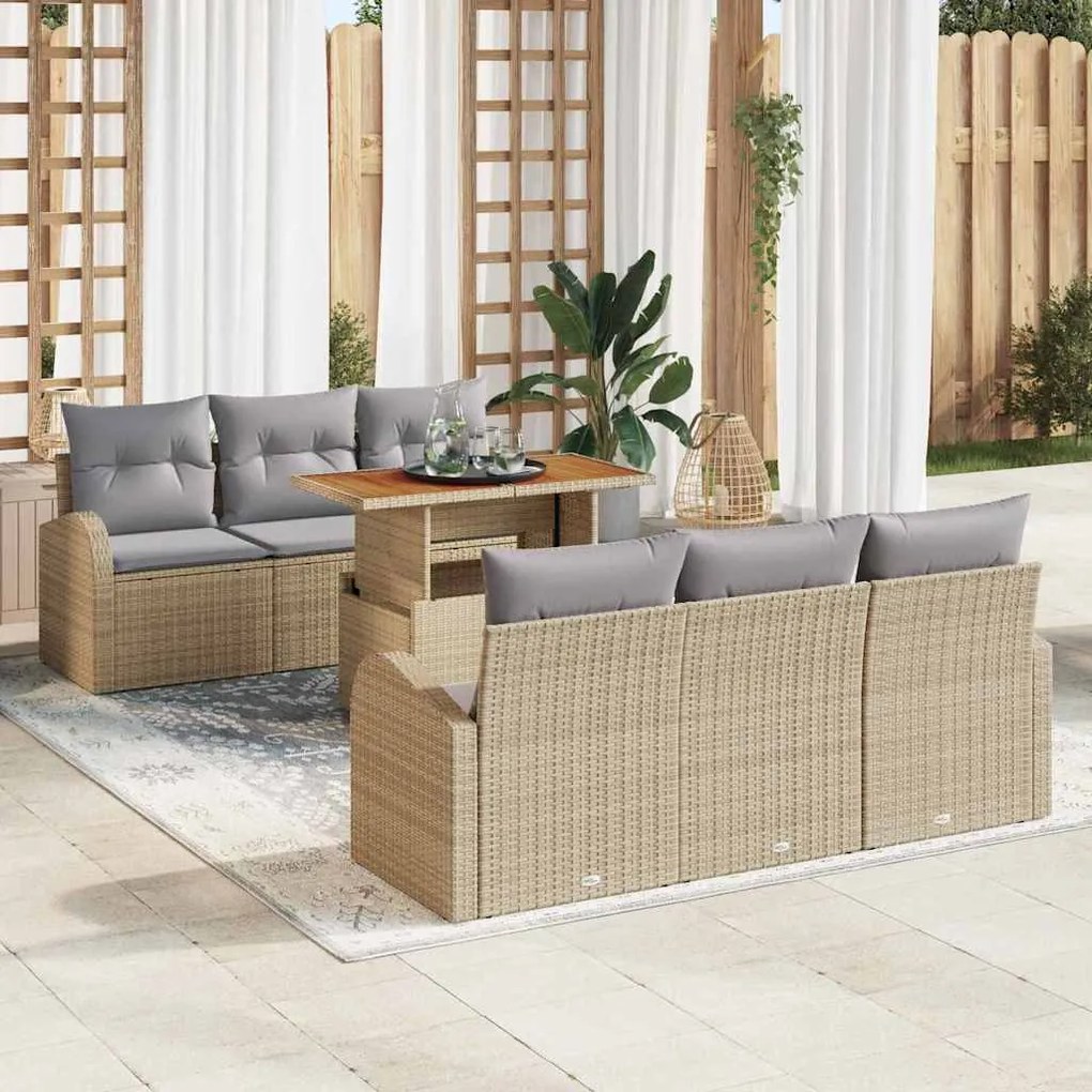vidaXL Σετ Καναπέ Κήπου 7 pcs μπεζ και ανοιχτό γκρι 100 x 55 x 73 εκ