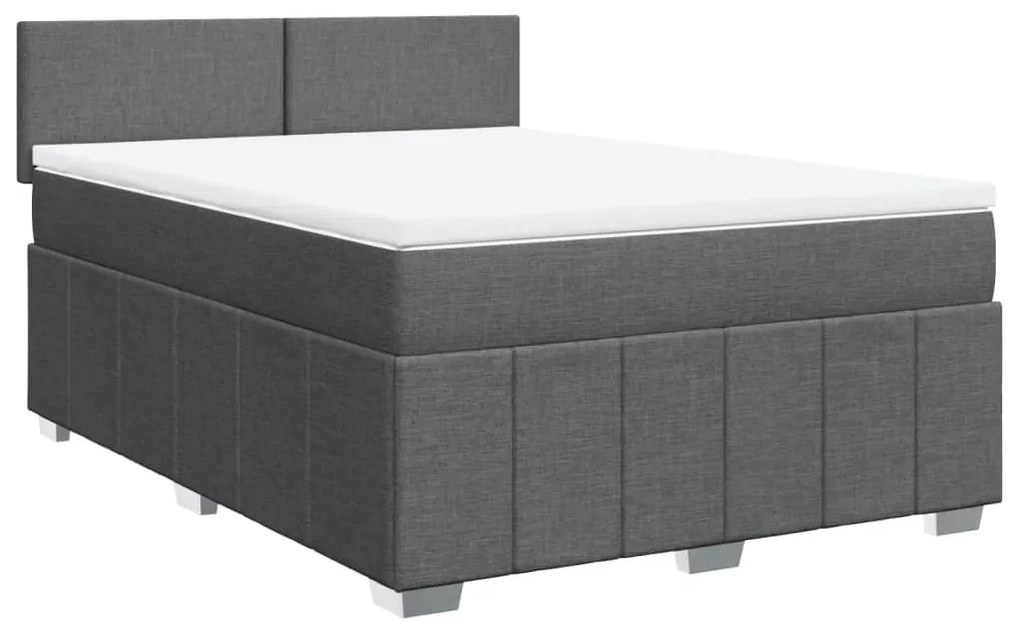 ΚΡΕΒΑΤΙ BOXSPRING ΜΕ ΣΤΡΩΜΑ ΣΚΟΥΡΟ ΓΚΡΙ 140X190 ΕΚ. ΥΦΑΣΜΑΤΙΝΟ 3287057