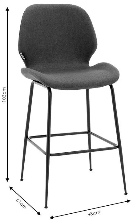 Σκαμπό bar Impel μεταλλικό μαύρο-ύφασμα ανθρακί 48x61x103 εκ.