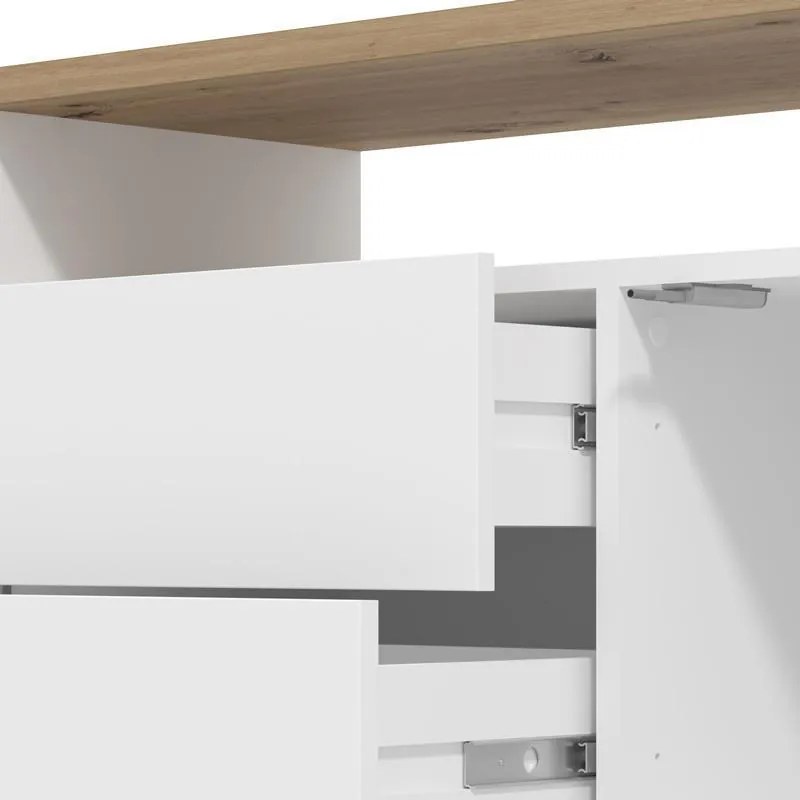 Έπιπλο τηλεόρασης ATERNO 154 3K2F2V Λευκό - Artisan Oak 154x40x56εκ. 154x40x56 εκ.