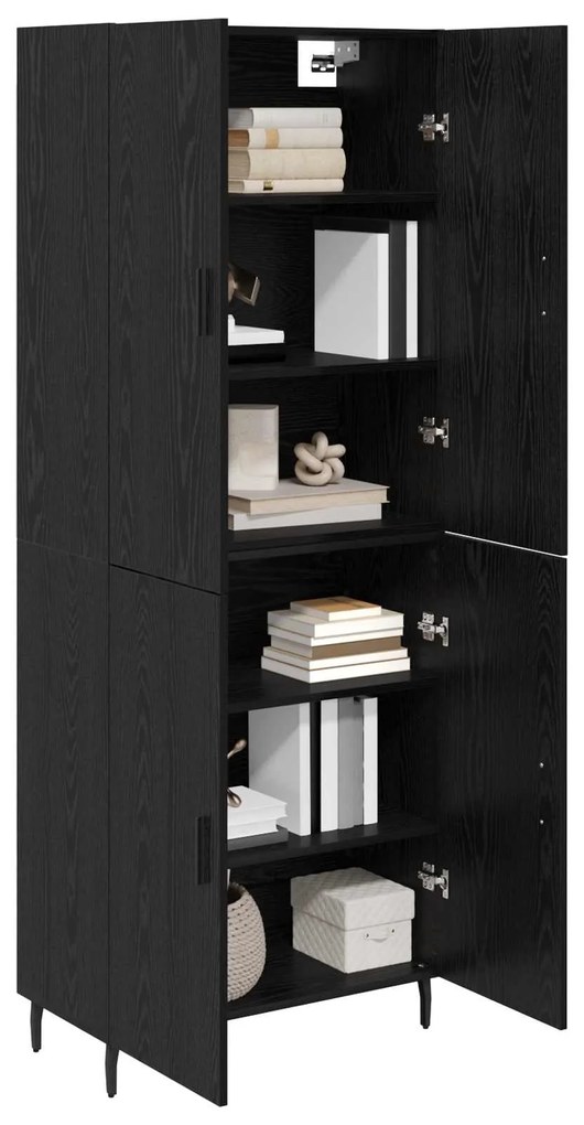 vidaXL Highboard 2 pcs Μαύρη δρυς Σύνθετο Ξύλο και Γυαλί