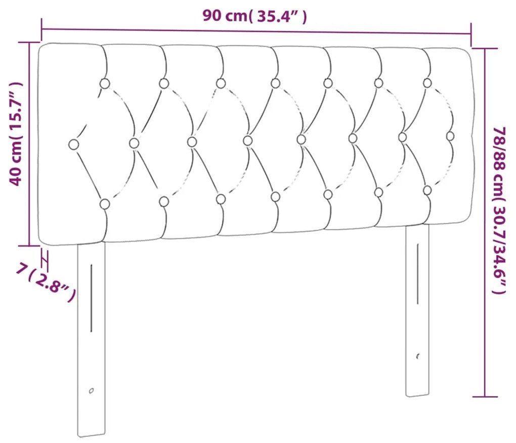 vidaXL Κεφαλάρι Κρεβατιού LED Μαύρο 90x7x78/88 εκ. Υφασμάτινο