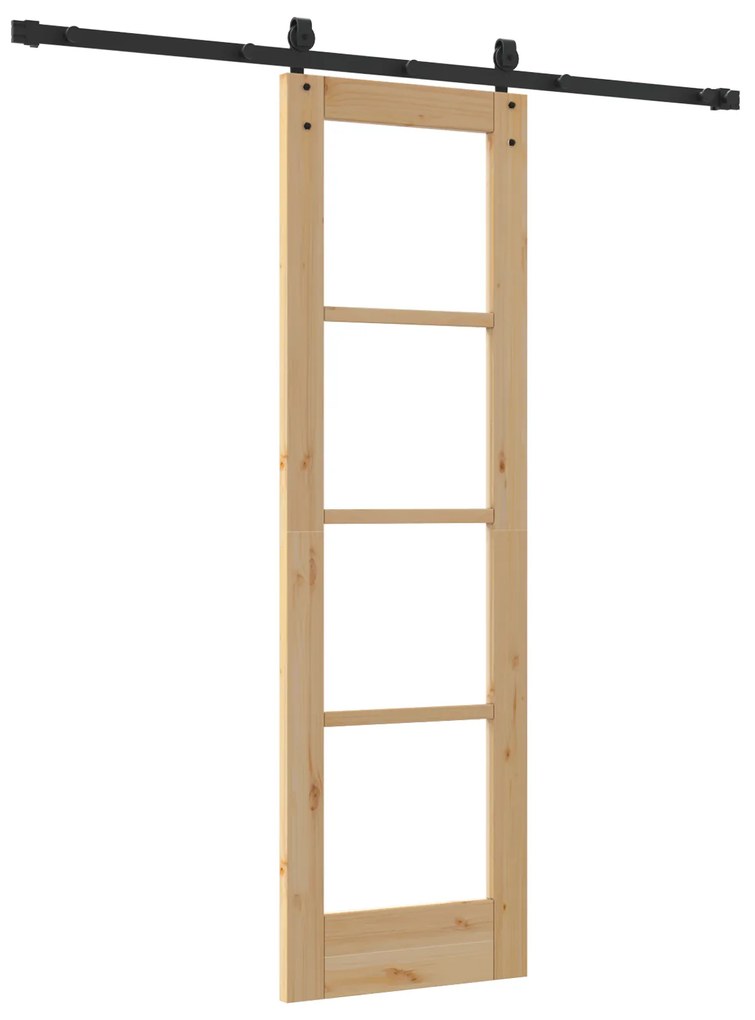 vidaXL Συρόμενη Πόρτα με Σετ Εξαρτημάτων 61x198.5 εκ. Συμπαγές Ξύλο Πεύκο