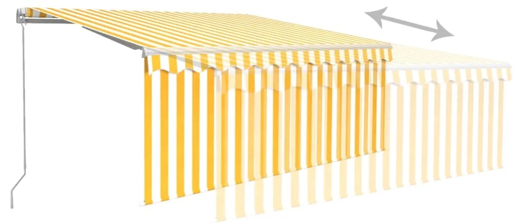 vidaXL Τέντα Συρόμενη Χειροκ. &amp; Στόρι Σκίασης Κίτρινο/Λευκό 3,5x2,5 μ.