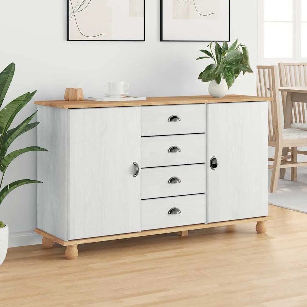 vidaXL Πλαϊνό γραφείο Λευκό 133.5 x 40 x 79 εκ. Μασίφ ξύλο πεύκου