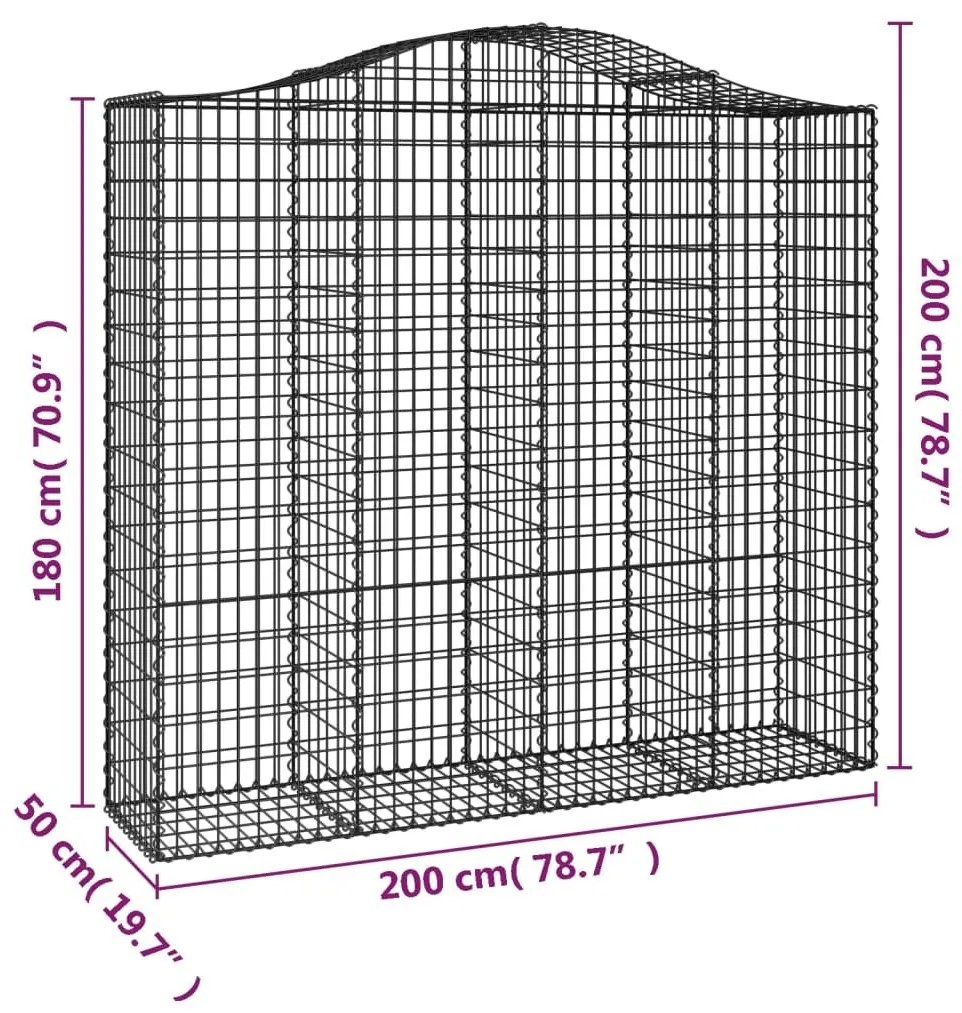 Συρματοκιβώτια Τοξωτά 13 τεμ. 200x50x180/200 εκ. Γαλβαν. Ατσάλι - Ασήμι