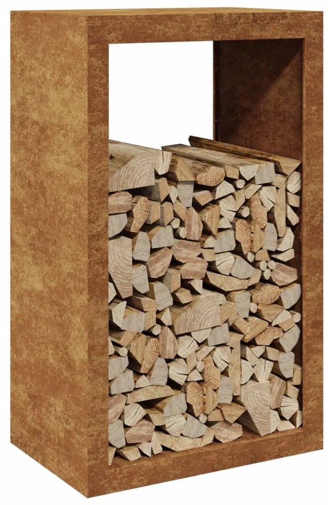 Ράφι για καυσόξυλα 60x40x100 cm Ατσάλι σκληρυθέν στον αέρα - Καφέ